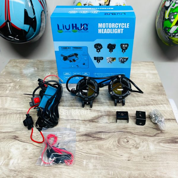 HJG Dual shoot Light Universal Motorcycle Dual Color Led Fog Light With Wiring Kit Wiring Harness+ Fuse +Switch+ Relay + Strobe Flasher for Two Led Work Fog Light Plug N Play System ( 90W)(10-80V DC)
